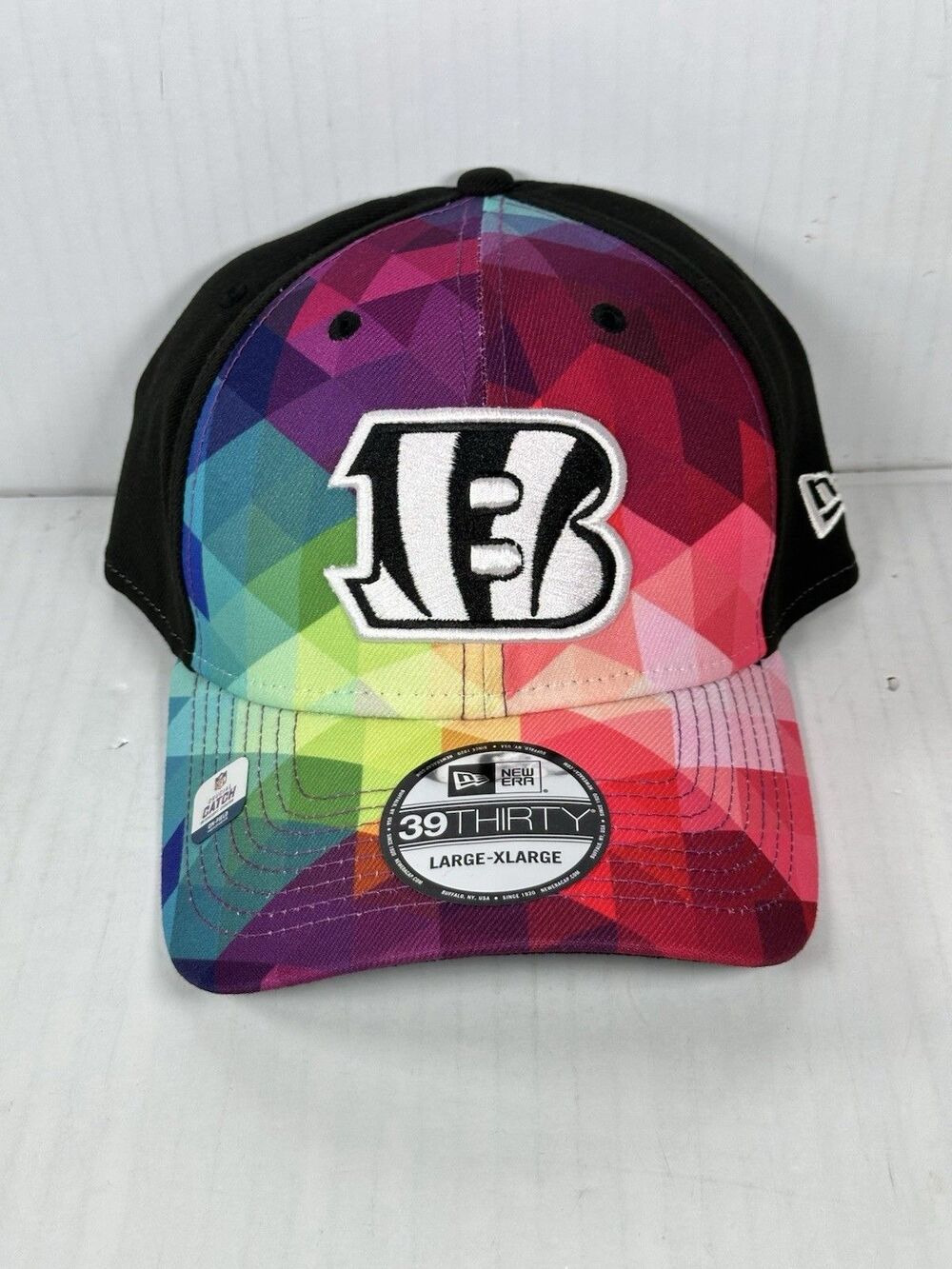Size L/XL New Era Cincinnati Bengals 39THIRTY Crucial Catch Flex Fit Hat Cap
